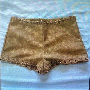 Brown Lace-Up Women Shorts